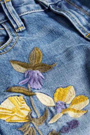 Denim Mid Blue Embroidery Relaxed Skinny Jeans (3-16yrs)
